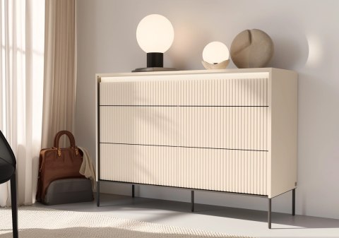 Komoda TREND TS-06 130 cm z LED - beż piaskowy/czarny