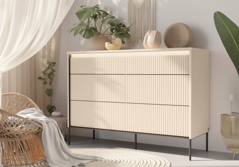 Komoda TREND TS-06 130 cm z LED - beż piaskowy/czarny