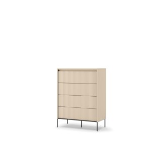 Komoda wysoka TREND TS-04 93 cm z LED - beż piaskowy/czarny