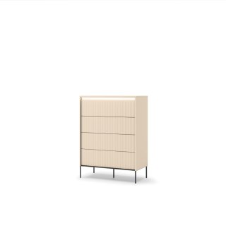 Komoda wysoka TREND TS-04 93 cm z LED - beż piaskowy/czarny