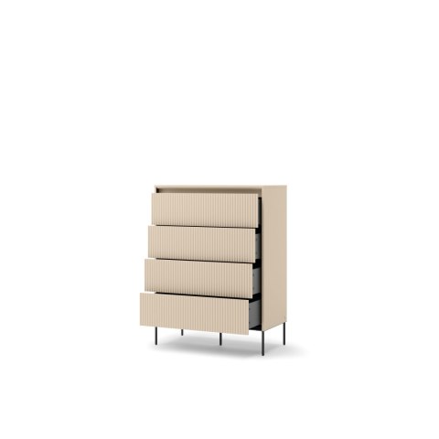 Komoda wysoka TREND TS-04 93 cm z LED - beż piaskowy/czarny