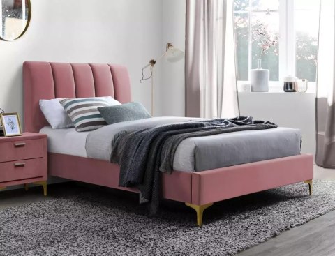 Łóżko Mirage Velvet 90x200 antyczny róż / złoty