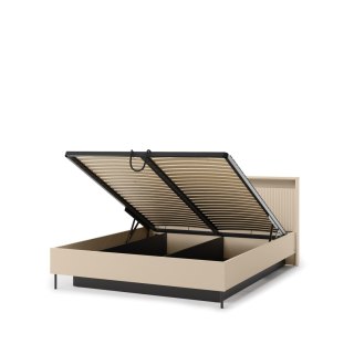 Łóżko TREND TS-03 140x200 cm z LED - beż piaskowy/czarny