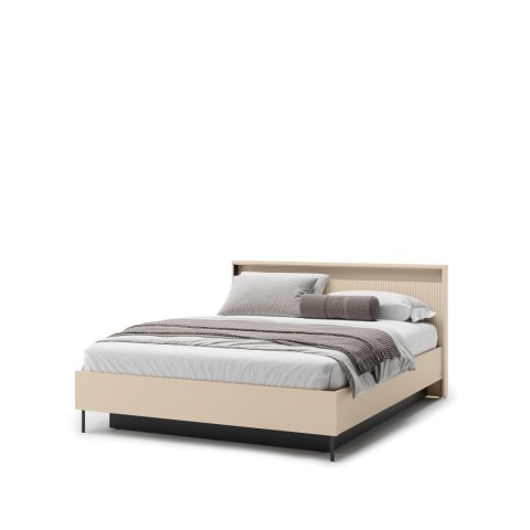 Łóżko TREND TS-03 140x200 cm z LED - beż piaskowy/czarny