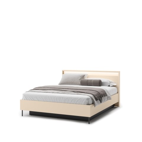 Łóżko TREND TS-03 140x200 cm z LED - beż piaskowy/czarny