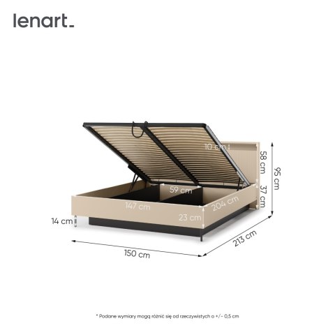 Łóżko TREND TS-03 140x200 cm z LED - beż piaskowy/czarny