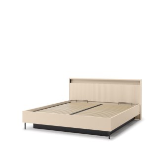 Łóżko TREND TS-03 180x200 cm z LED - beż piaskowy/czarny