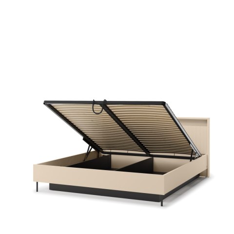 Łóżko TREND TS-03 180x200 cm z LED - beż piaskowy/czarny