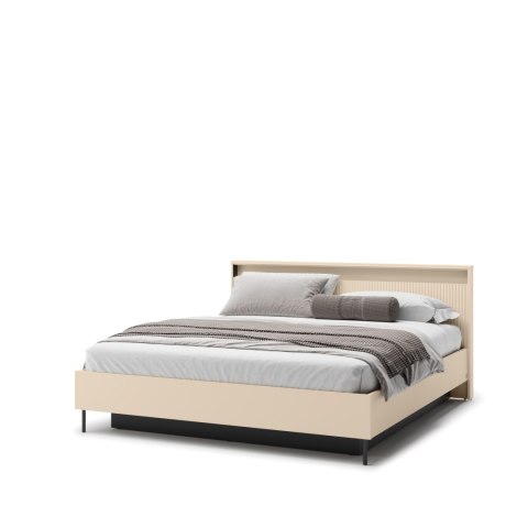 Łóżko TREND TS-03 180x200 cm z LED - beż piaskowy/czarny