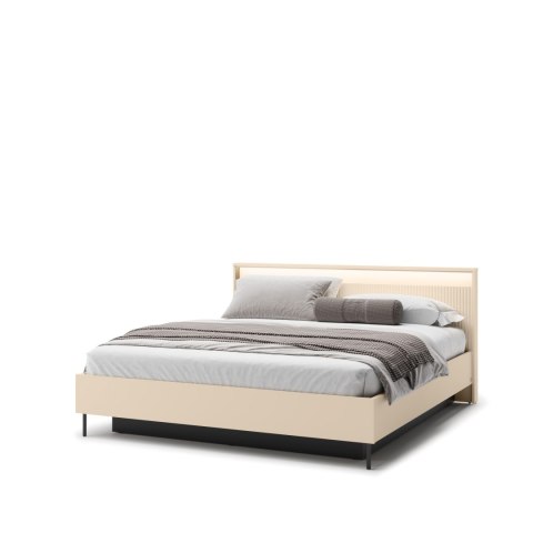 Łóżko TREND TS-03 180x200 cm z LED - beż piaskowy/czarny