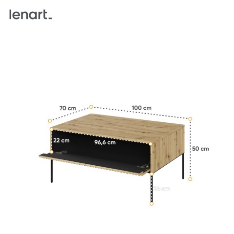 Stolik kawowy TREND TR-09 100 cm - dąb artisan/czarny