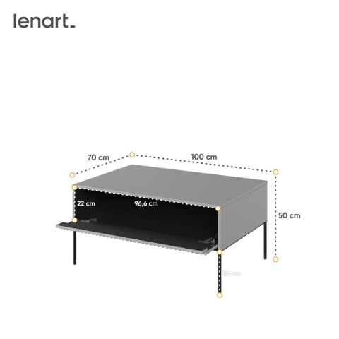 Stolik kawowy TREND TR-09 100 cm - szary/czarny