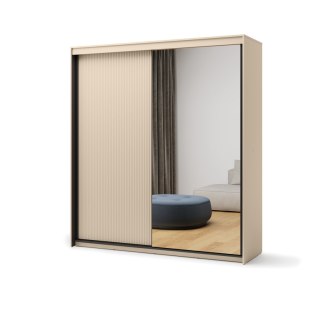 Szafa przesuwna TREND TS-01 200 cm z LED - beż piaskowy/czarny