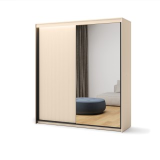 Szafa przesuwna TREND TS-01 200 cm z LED - beż piaskowy/czarny