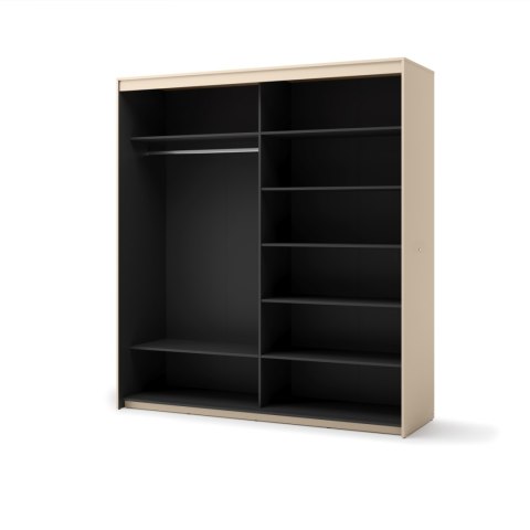 Szafa przesuwna TREND TS-01 200 cm z LED - beż piaskowy/czarny