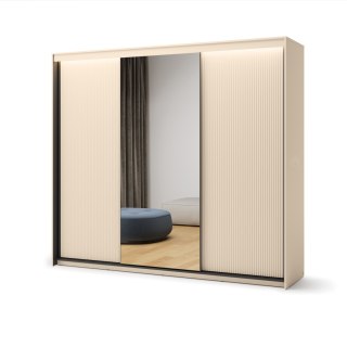 Szafa przesuwna TREND TS-02 250 cm z LED - beż piaskowy/czarny