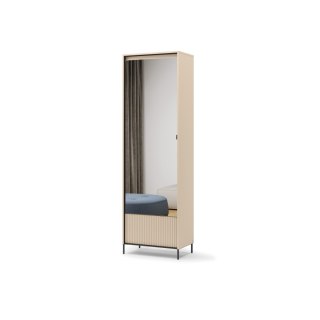 Szafa wąska TREND TG-01 65 cm z LED - beż piaskowy/czarny