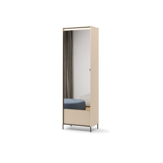 Szafa wąska TREND TG-01 65 cm z LED - beż piaskowy/czarny