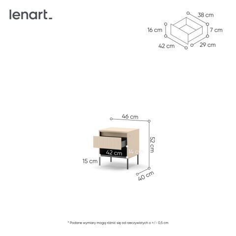 Szafka nocna TREND TS-10 46 cm z LED - beż piaskowy/czarny