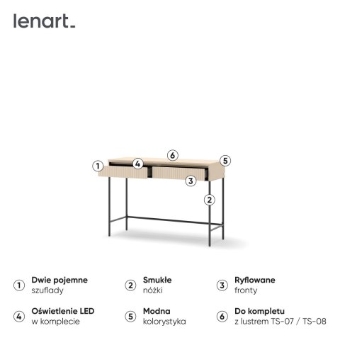 Toaletka TREND TS-09 112 cm z LED - beż piaskowy/czarny
