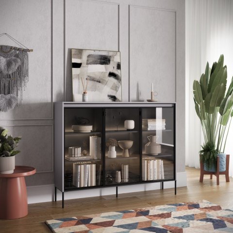 Witryna TREND TR-08 150 cm z LED - szary/czarny