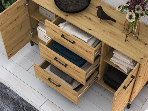 Komoda 2D3S NEVIO 12 - dąb Artisan / czarny