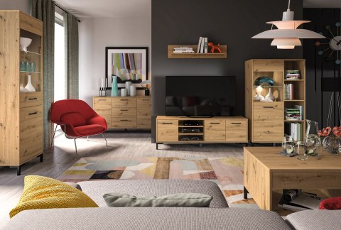 Komoda 2D3S NEVIO 12 - dąb Artisan / czarny