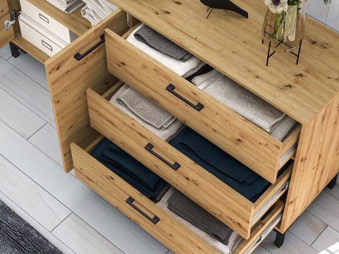 Komoda szeroka 2D3S NEVIO 13 - dąb Artisan / czarny