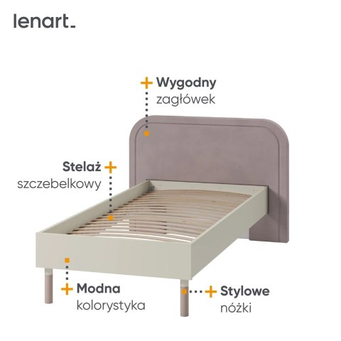 Łóżko Harmony HR-08 90 × 200 ze stelażem i szerokim zagłówkiem