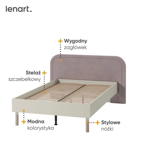 Łóżko Harmony HR-09 120 × 200 ze stelażem i szerokim zagłówkiem