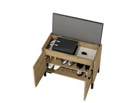 Szafka na buty z siedziskiem NEVIO 04 - dąb Artisan / czarny