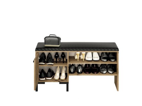Szafka na buty z siedziskiem NEVIO 05 - dąb Artisan / czarny