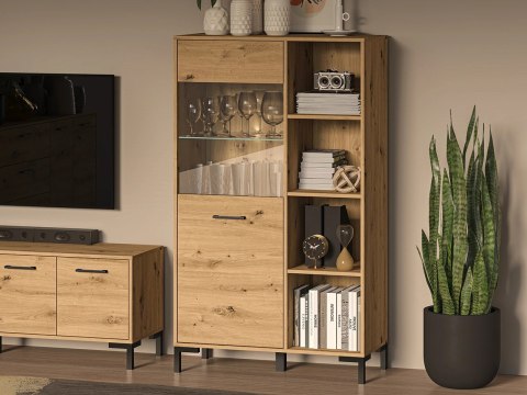 Witryna szeroka NEVIO 19 - dąb Artisan / czarny