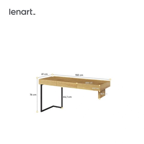 Teen Flex TF-04 - biurko młodzieżowe 150 cm z 3 szufladami