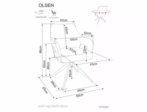 Krzesło Olsen Leo kaszmir beżowy ciemny beż ciemny beżowy jasny beż szary tkanina leo OLSENLEKCBE