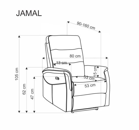 JAMAL fotel wypoczynkowy popielaty