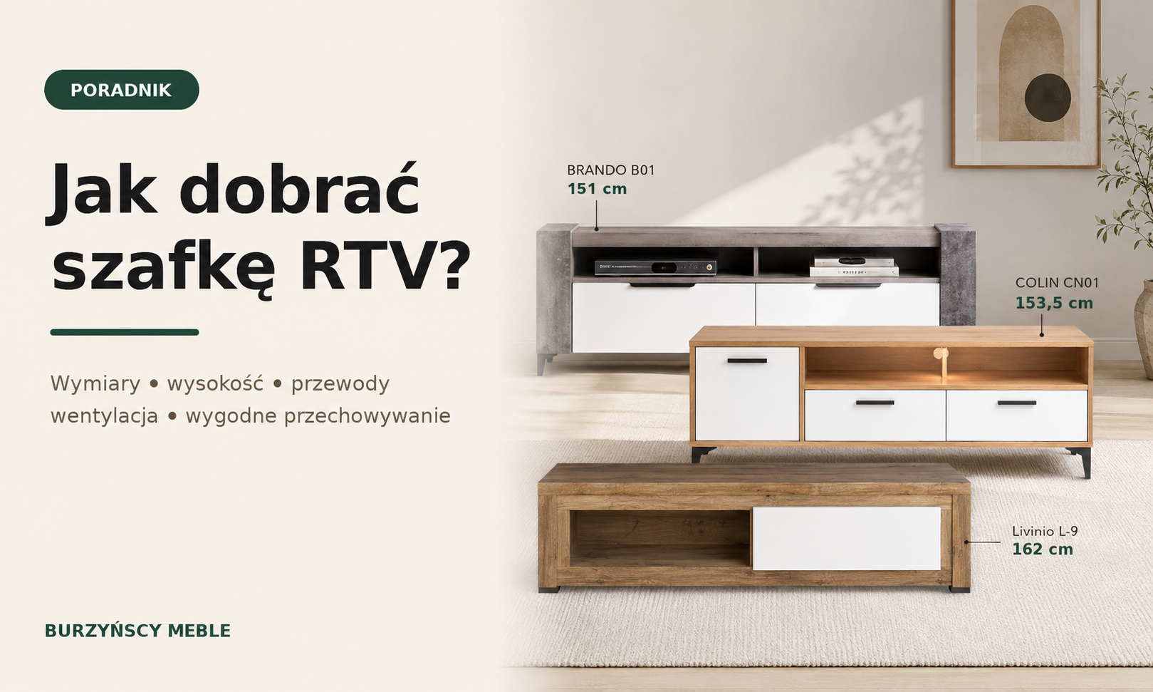 Jak dobrać szafkę RTV do telewizora? Wymiary, wysokość, przewody i wentylacja